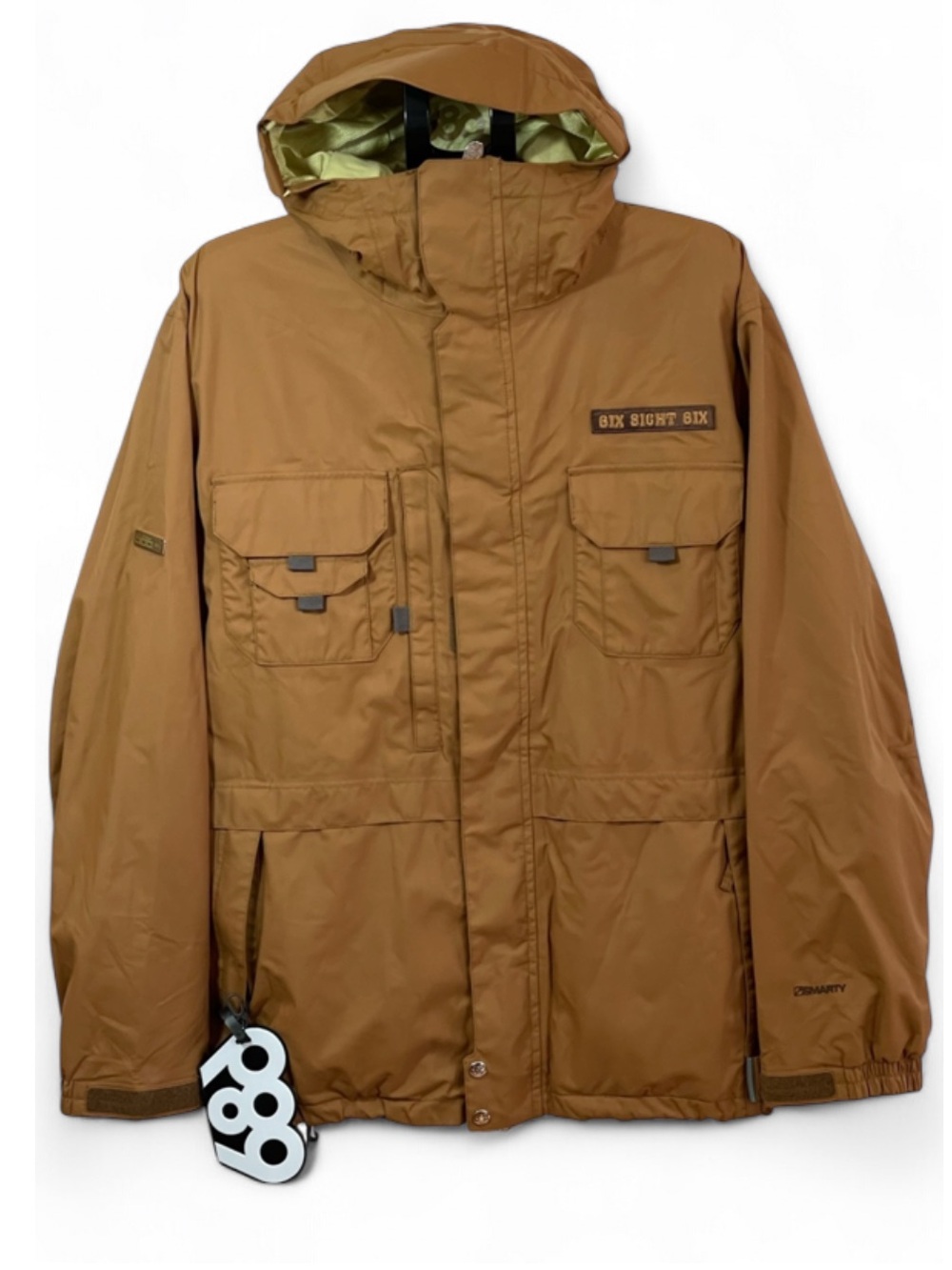 686 Men's Smarty Brown Hooded Snowboarding Jacket. Size Medium